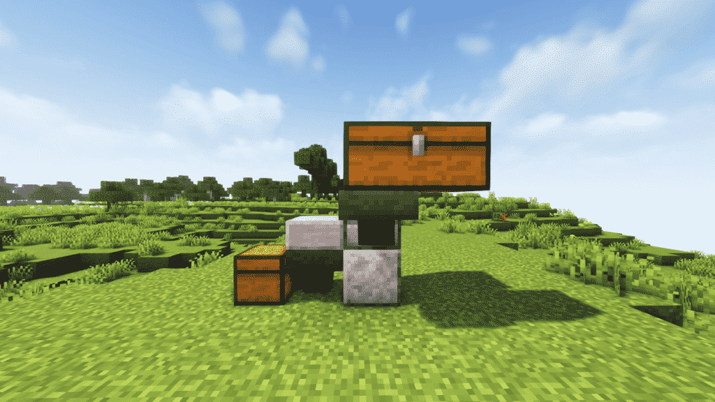 put double chest sideway right above the hopper