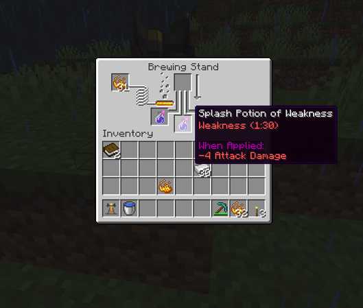 splash potions of weakness