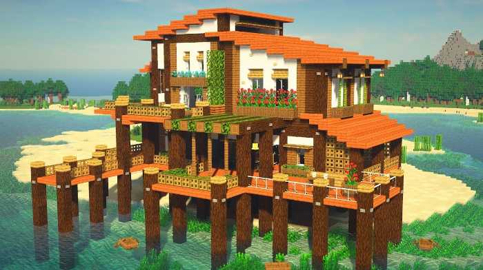 tropical island beach house minecraft