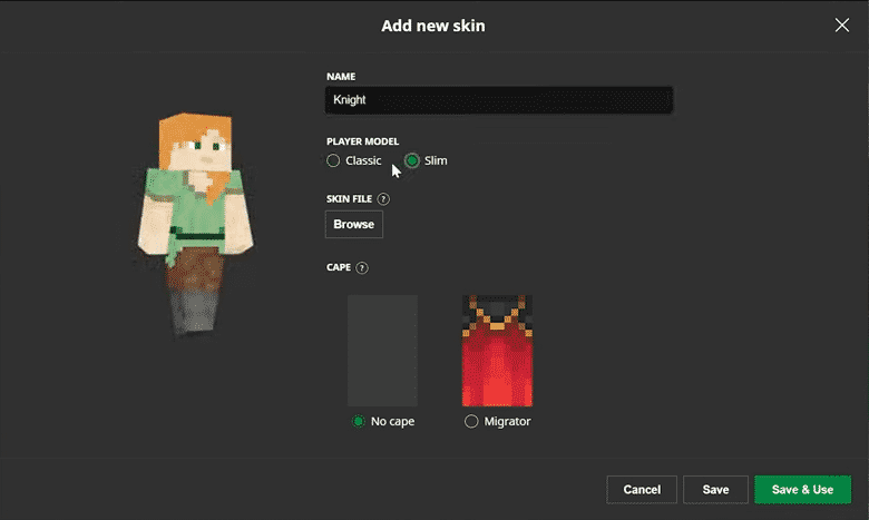 add new skin minecraft java