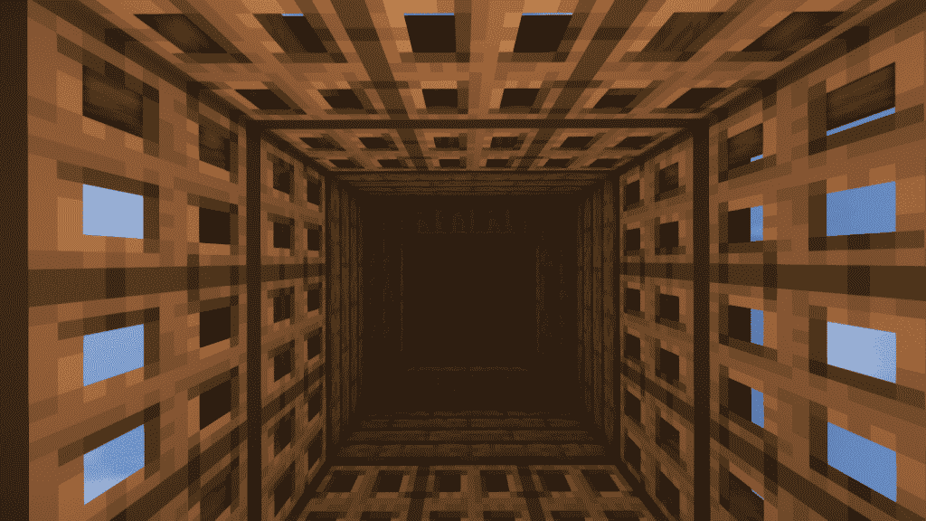 build a platform with spruce stairs at y-level of the stripped oak log