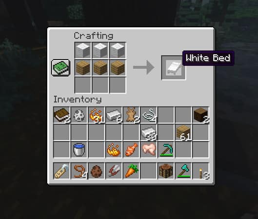 crafting white bed minecraft