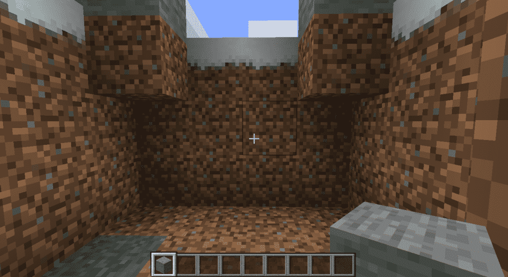 dig out the blocks in the center of the structure in minecraft