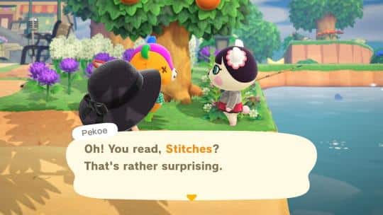 pekoe talk with peppy villager animal crossing