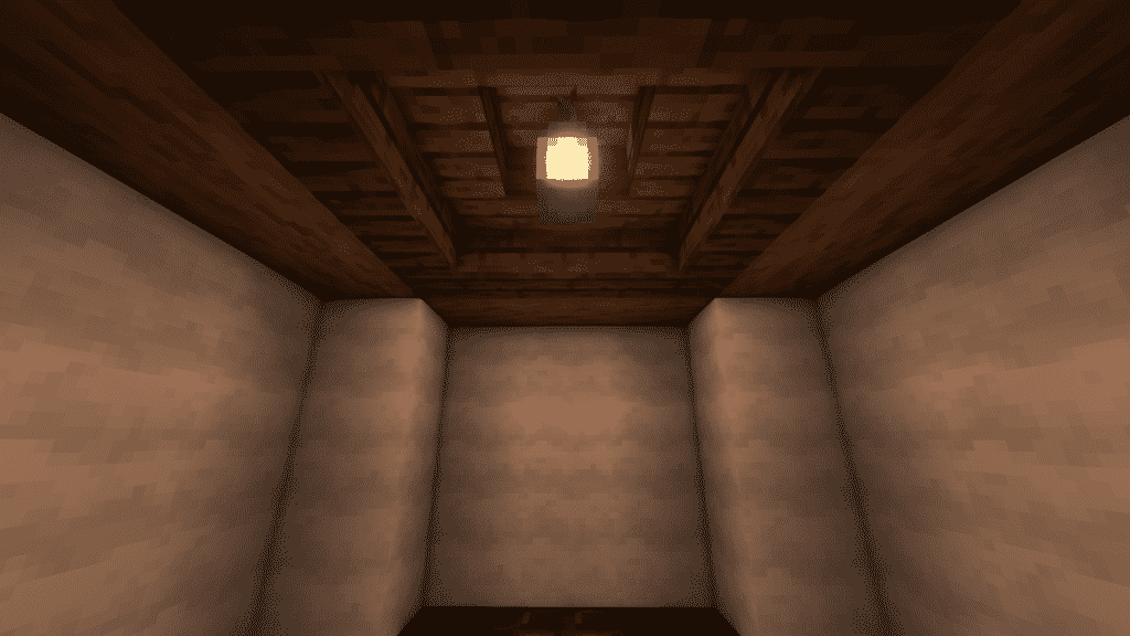 place a lantern in the top middle of the roof minecraft