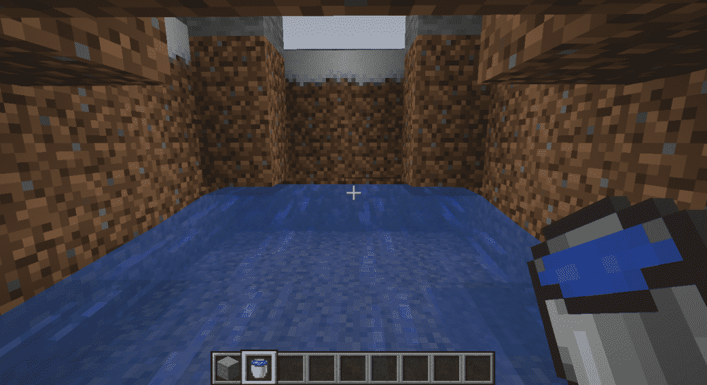 pour out four water buckets create a strong water stream