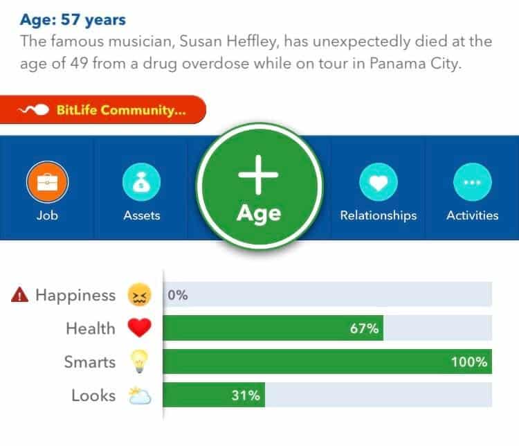 reducing happiness in bitlife