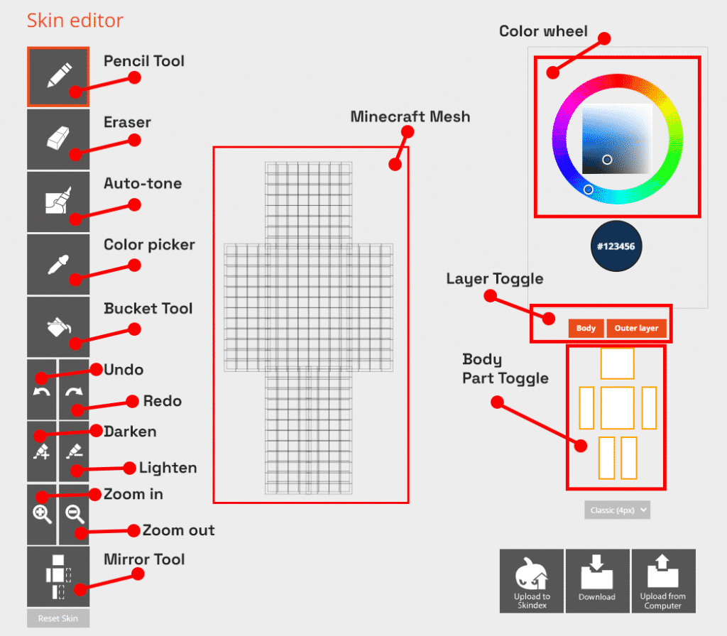 skindex skins editor interface minecraft