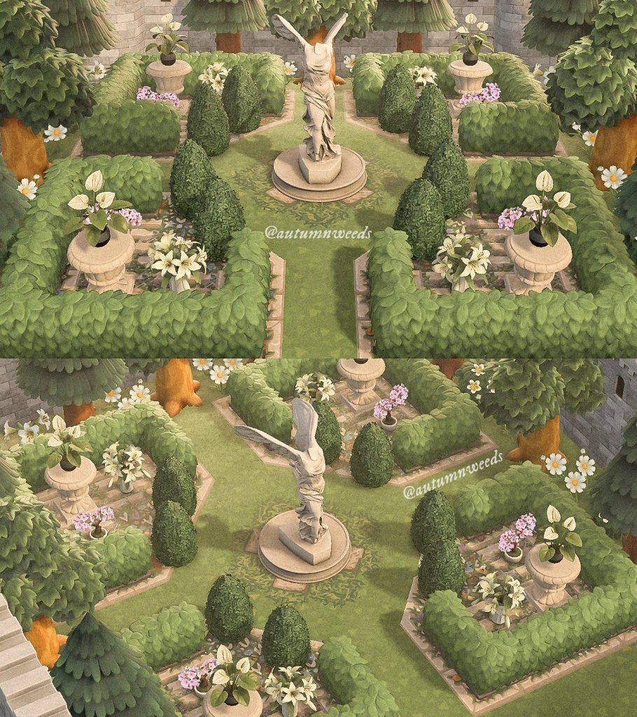statue garden design animal crossing