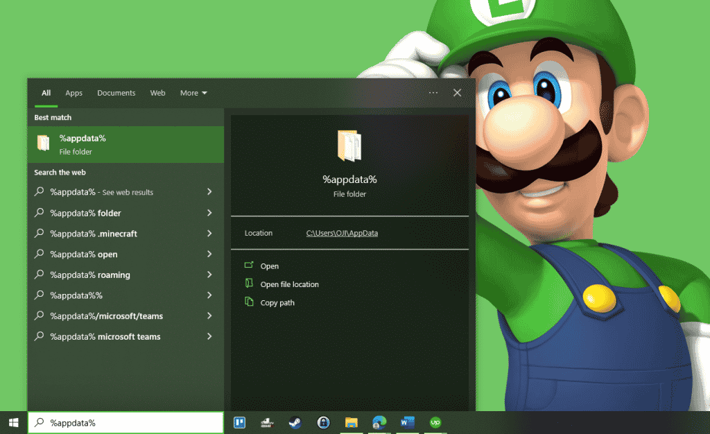 appdata folder windows 10