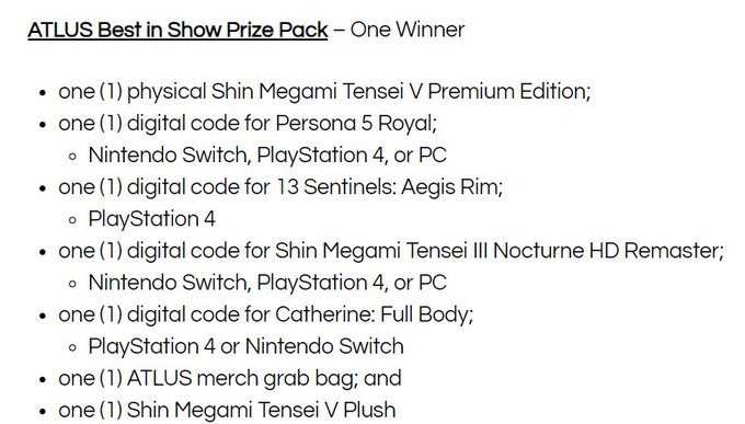 atlus best in show prize pack