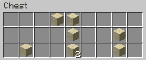 chests with 1-8x sand blocks