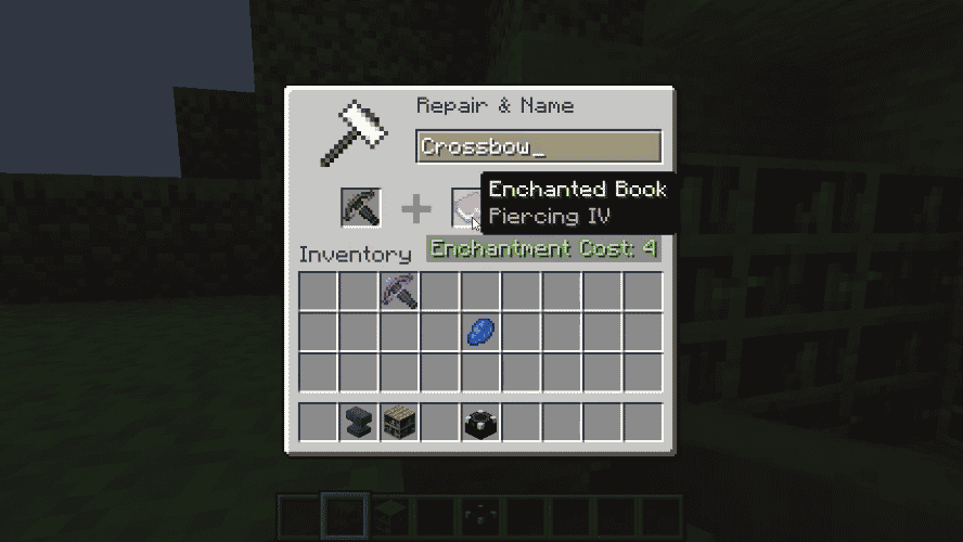 crossbow repair with enchantments minecraft