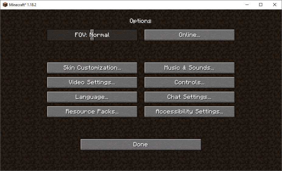 options button minecraft