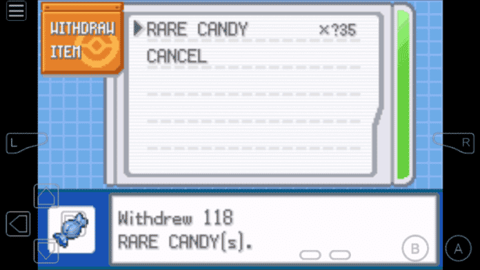pokemon leaf green rom rare candy cheat