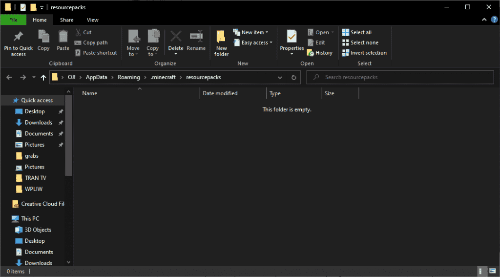 resource pack folder minecraft