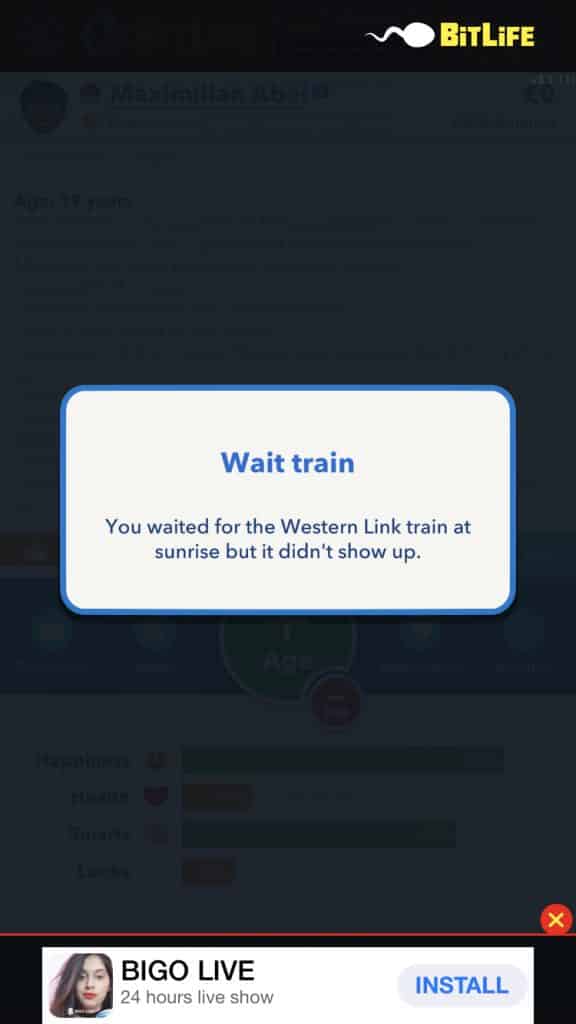 rob a train no show bitlife