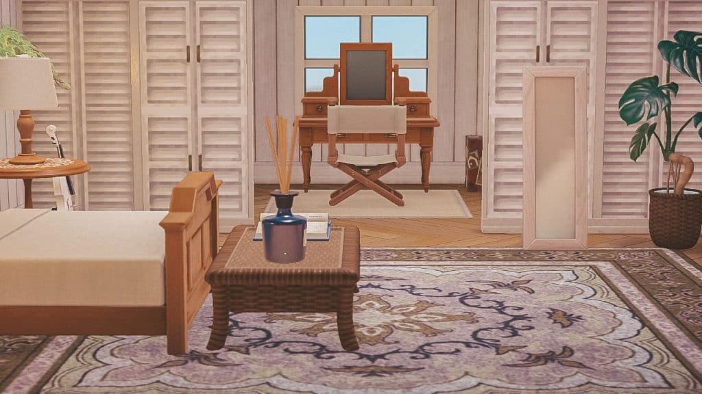 animal crossing bedroom with walk-in closet ideas