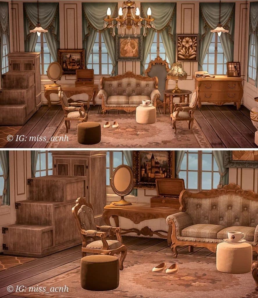 animal crossing rococo style living room ideas