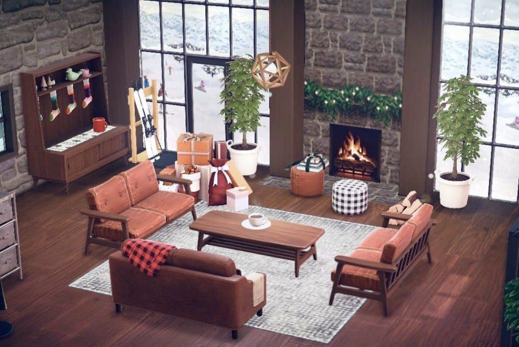 animal crossing ski cabin living room ideas