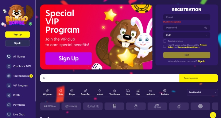 Bingo Bonga Welcome Offer Page