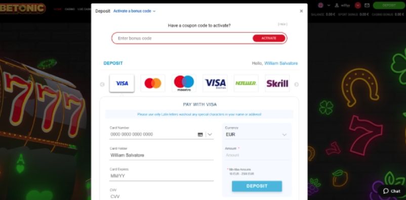 betonic funds deposit