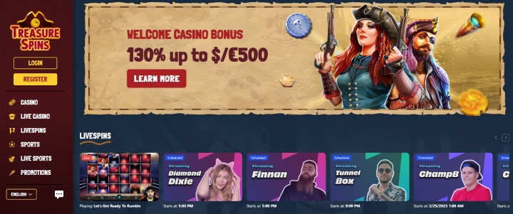 Treasurespin Homepage