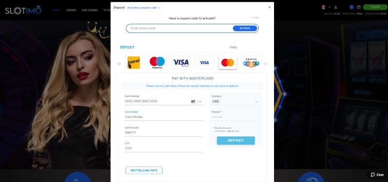 Slotimo CA Deposit 2 Desktop