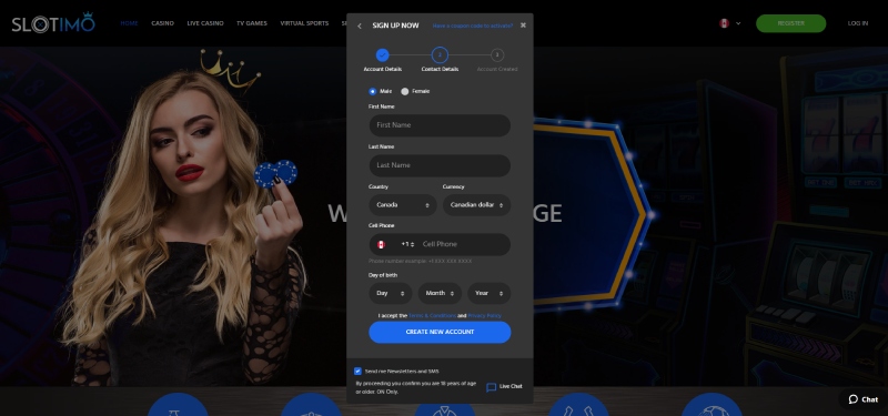 Slotimo CA Registration 3 Desktop