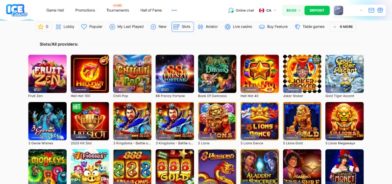 ICE Casino Slots Desktop