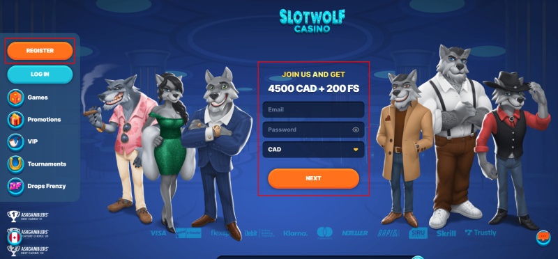 SlotWolf Homepage Desktop