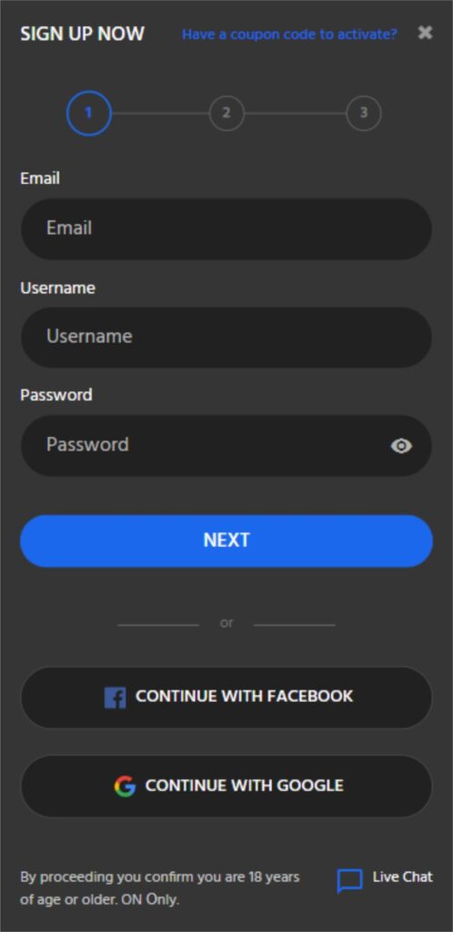 Slotimo CA Registration 2 Mobile