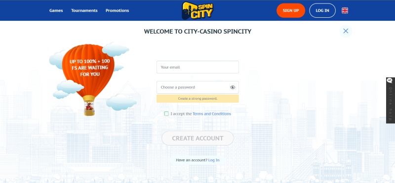 Spin City Registration 2 Desktop