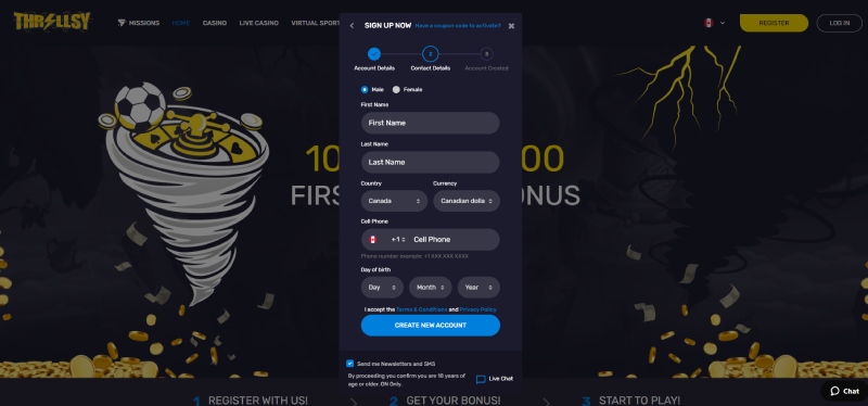 Thrillsy Registration 2 Desktop