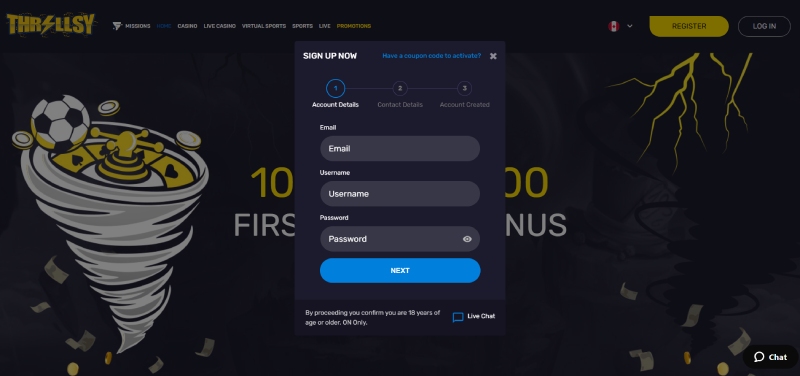 Thrillsy Registration 1 Desktop