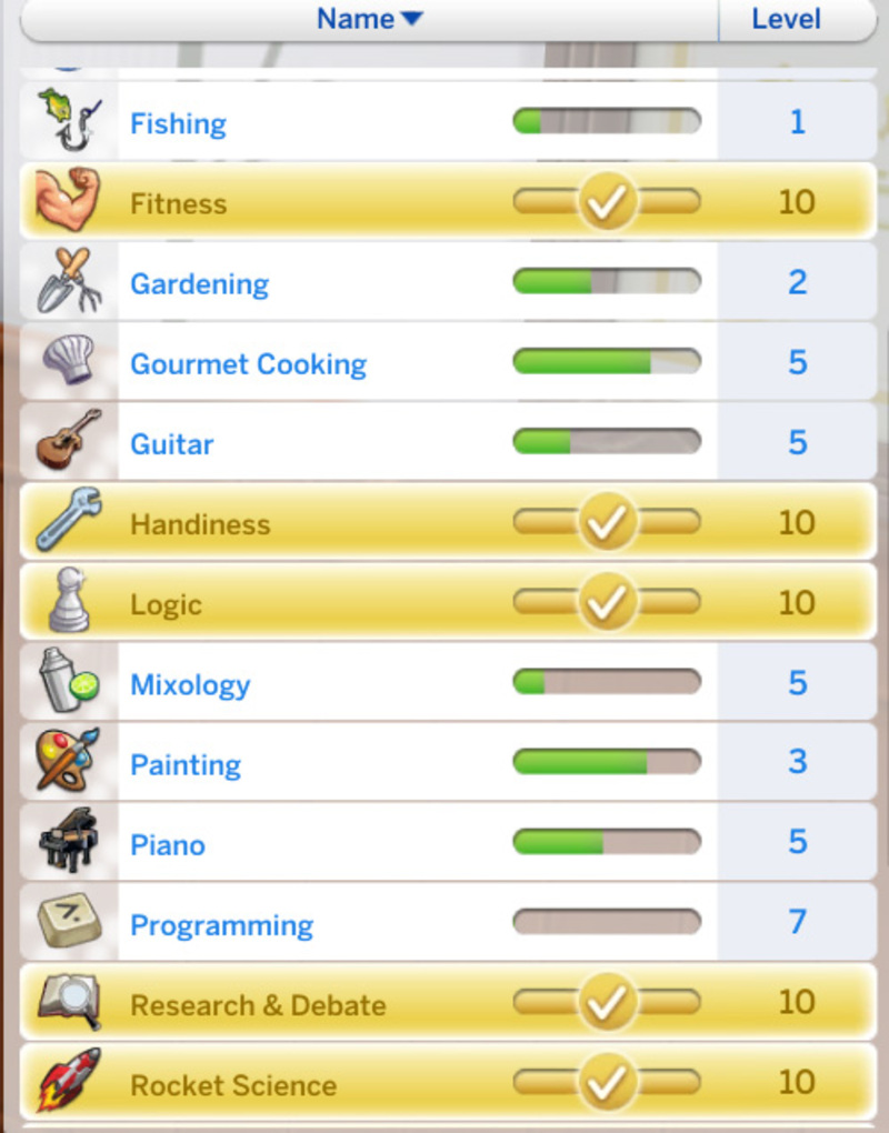 skills in sims 4