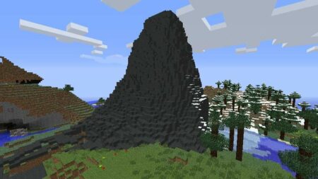 minecraft player builds realistic volcano