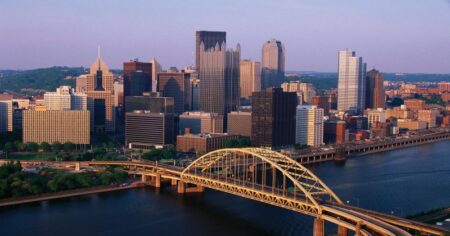Downtown Pittsburgh Pennsylvania Fort Pitt Bridge Monongahela