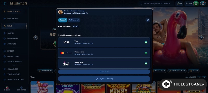 deposit at the crypto casino in the UAE