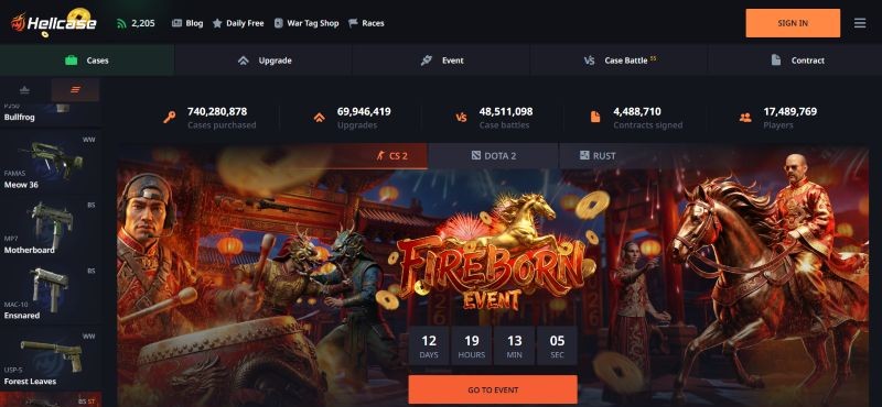 Hellcase CS2 skin opening site